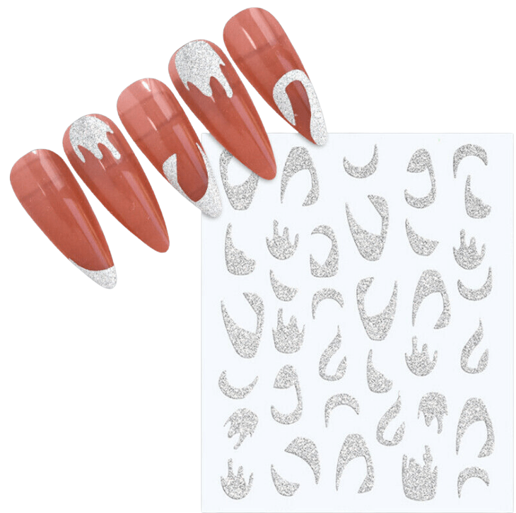 JNBS Nail Sticker 3D Shiny Silver Glitter Diamond