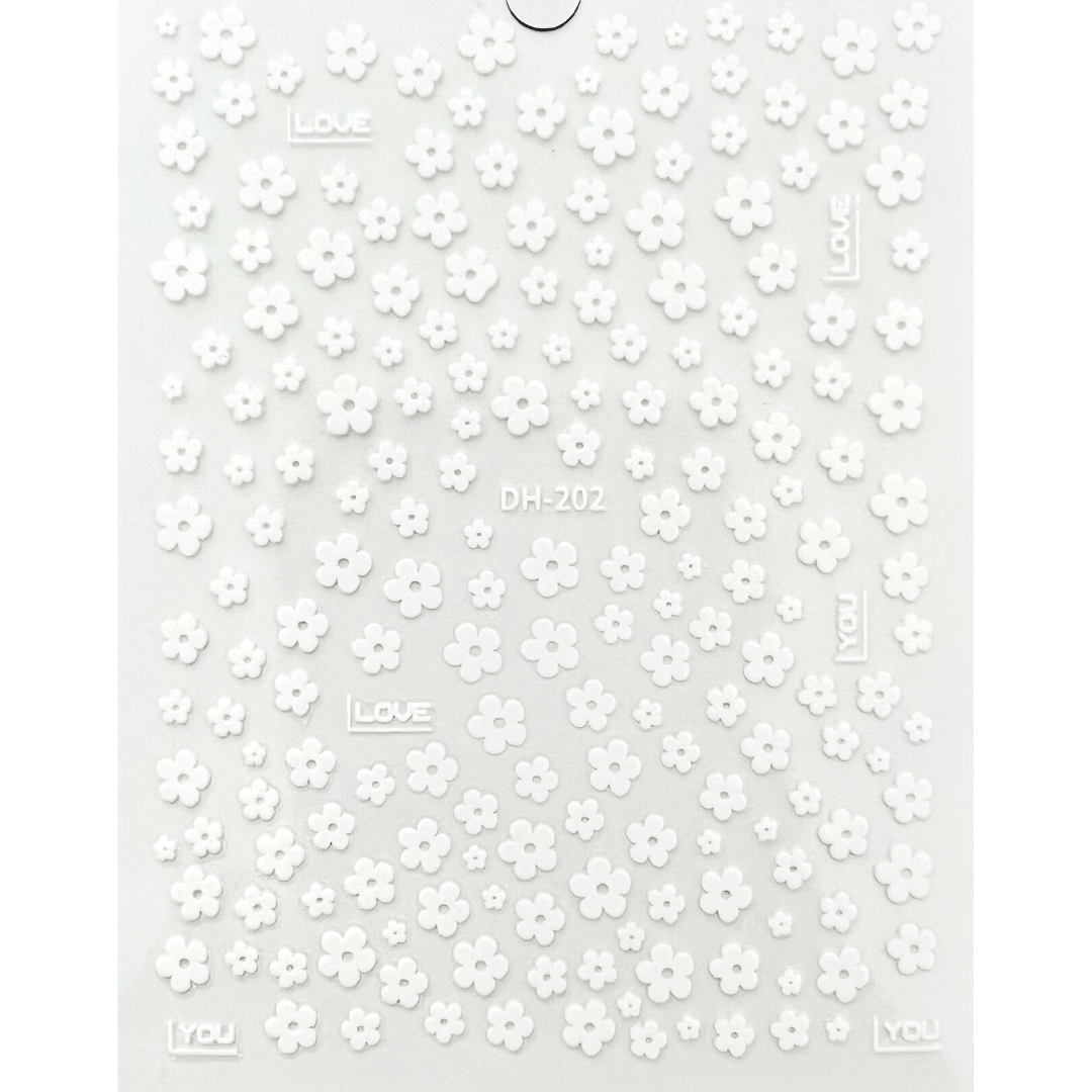 JNBS Nail Sticker 3D Black & White Flowers