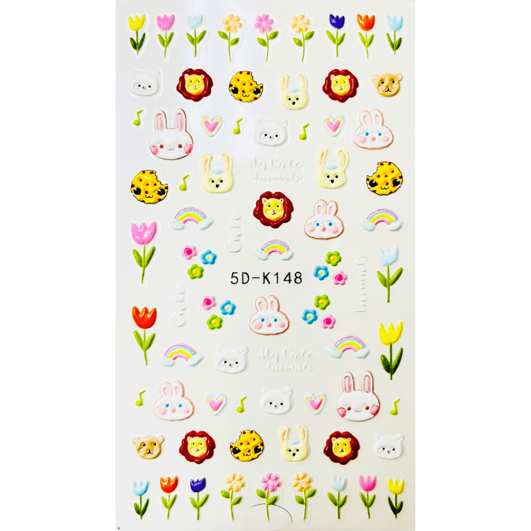 JNBS 5D Embossed Nail Sticker Cute and Colorful Decoration