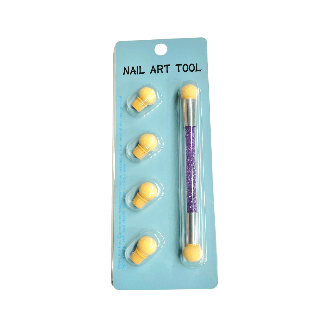 JNBS Nail Art Tool Dual Head Crystal Brush Stamper And Sponge (Assorted Colors)