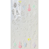 JNBS 5D Embossed Nail Sticker White FLORAL