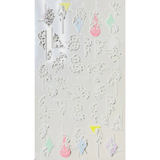 JNBS 5D Embossed Nail Sticker White FLORAL