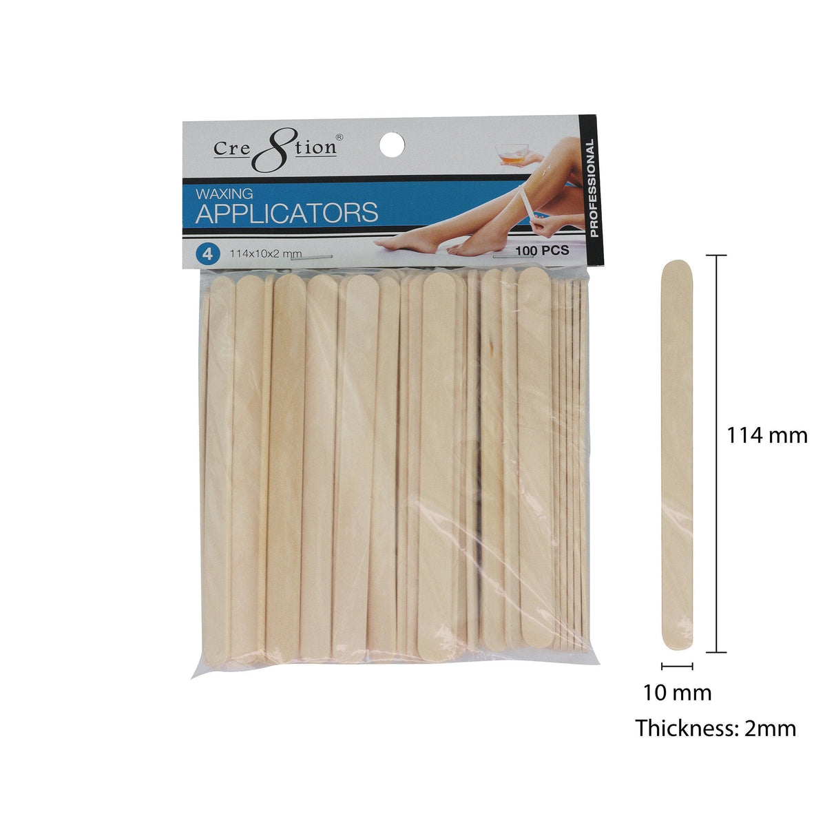 Cre8tion - Waxing Applicators 100 pcs - 114x10x2 mm - Jessica Nail & Beauty Supply - Canada Nail Beauty Supply - Wax Applicator