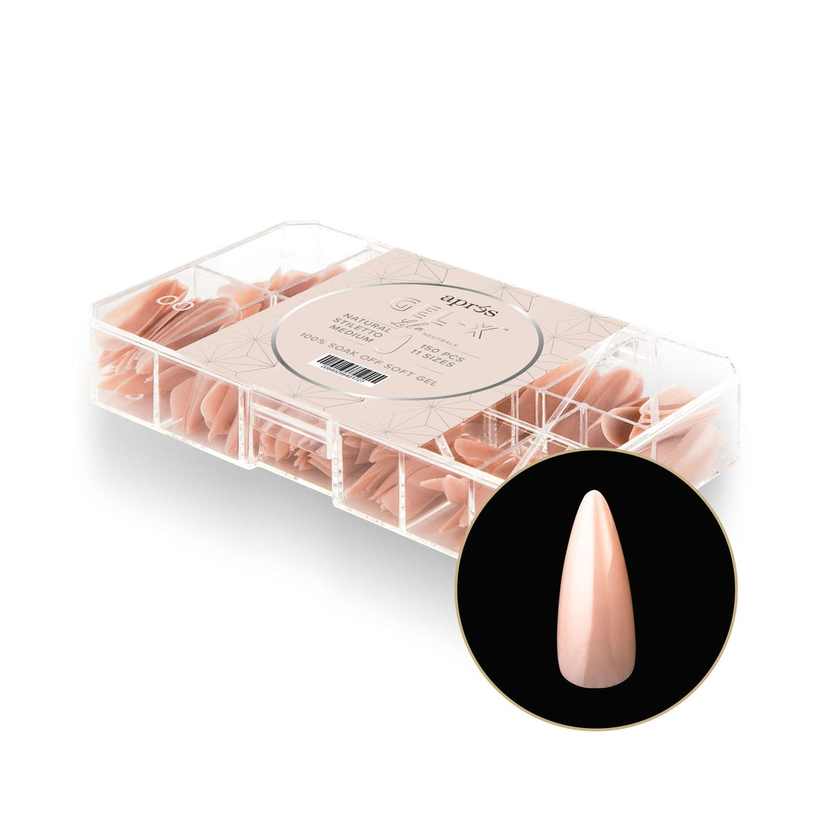 Apres Gel X™ NEUTRALS  Box of 150pcs Lila Natural Stiletto Short / Medium / Long Tips