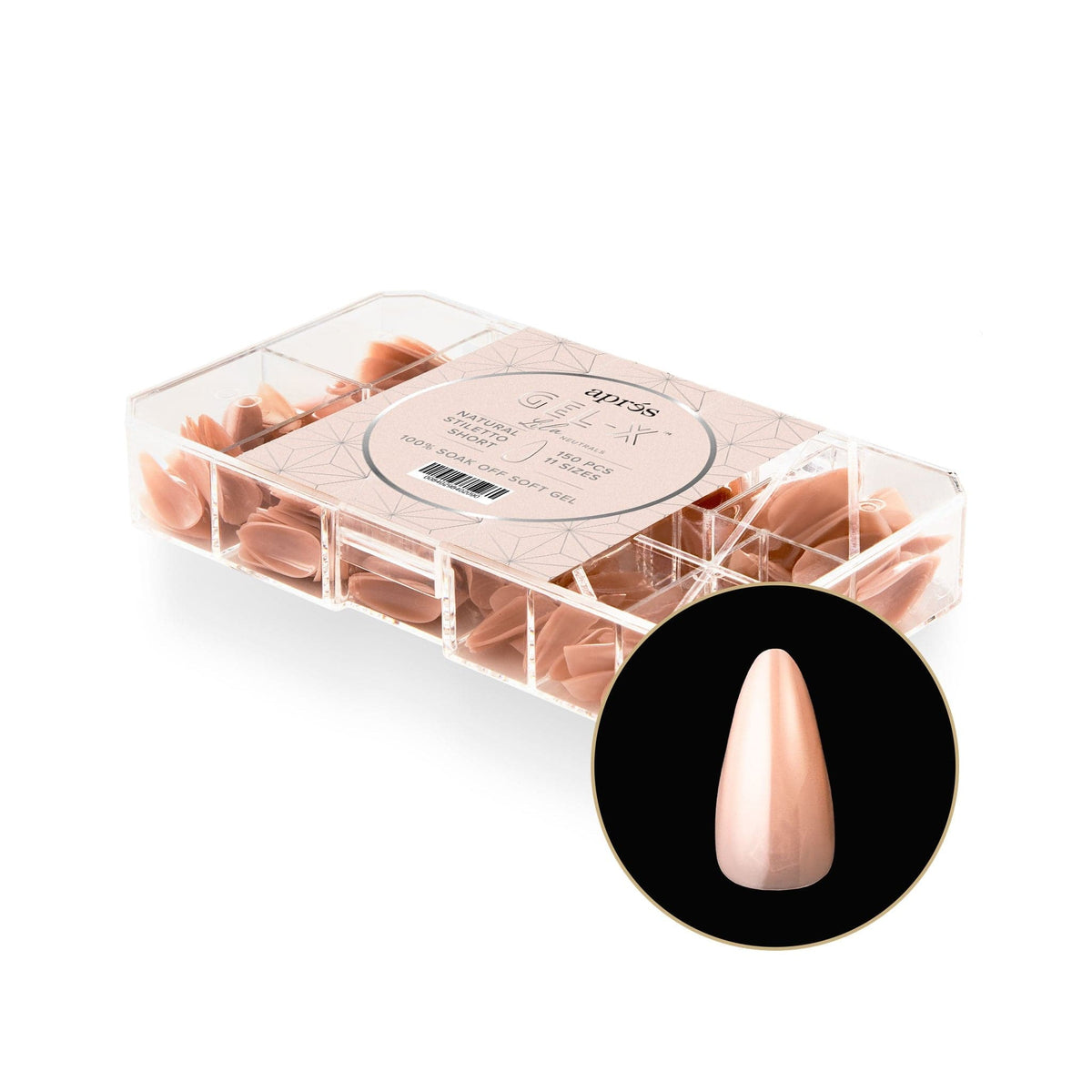 Apres Gel X™ NEUTRALS  Box of 150pcs Lila Natural Stiletto Short / Medium / Long Tips