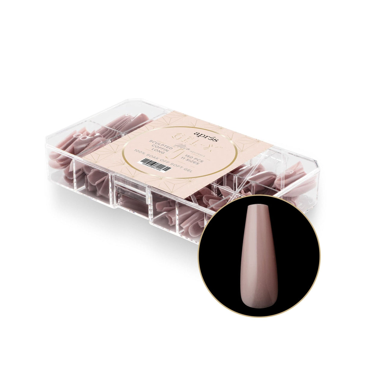 Apres Gel X™ NEUTRALS  Box of 150pcs Mia Sculpted Coffin Long Tips