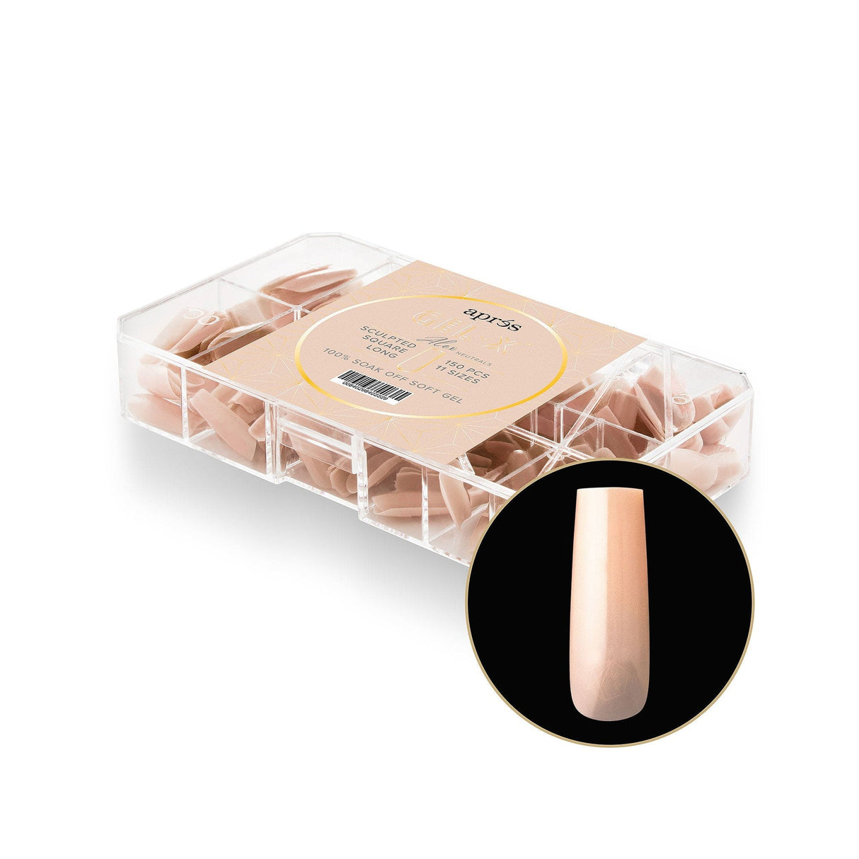 Apres Gel X™ NEUTRALS  Box of 150pcs Alex Sculpted Square Long Tips