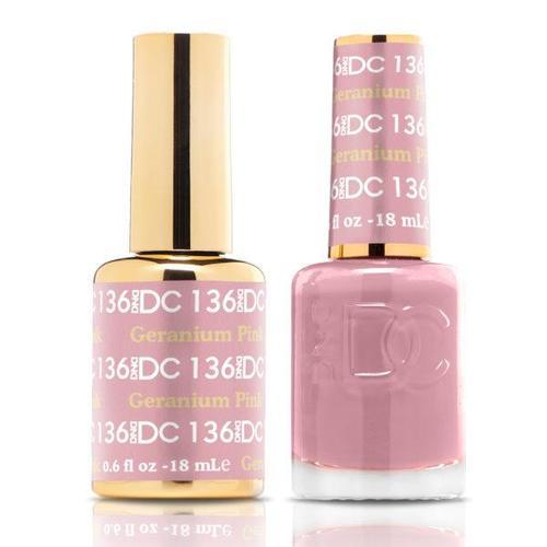 DND DC Duo Gel Matching Color - 136 GERANIUM PINK - Jessica Nail & Beauty Supply - Canada Nail Beauty Supply - DND DC DUO