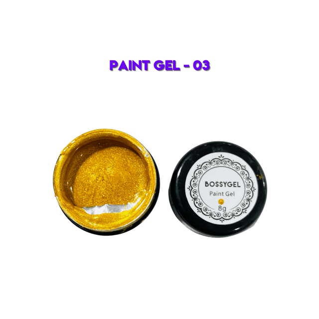 BOSSY - PAINT GEL #03 - GOLD GLITTER - 8G - Jessica Nail & Beauty Supply - Canada Nail Beauty Supply - GEL PAINT