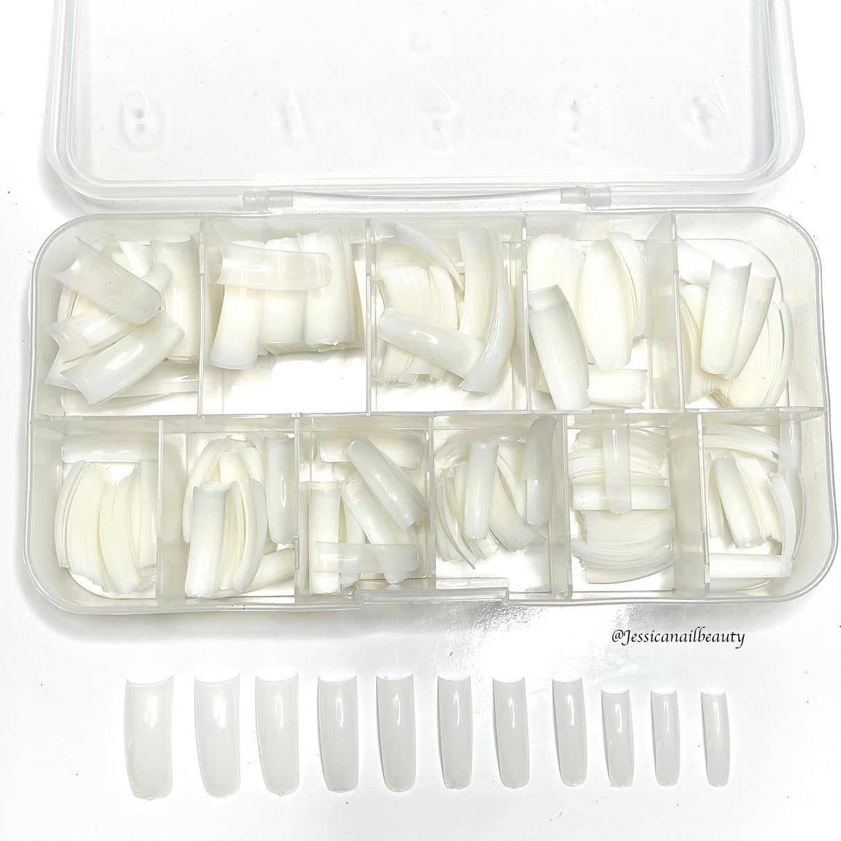 U.S.N Nail Tips Natural Coffin (Box of 540 pcs)