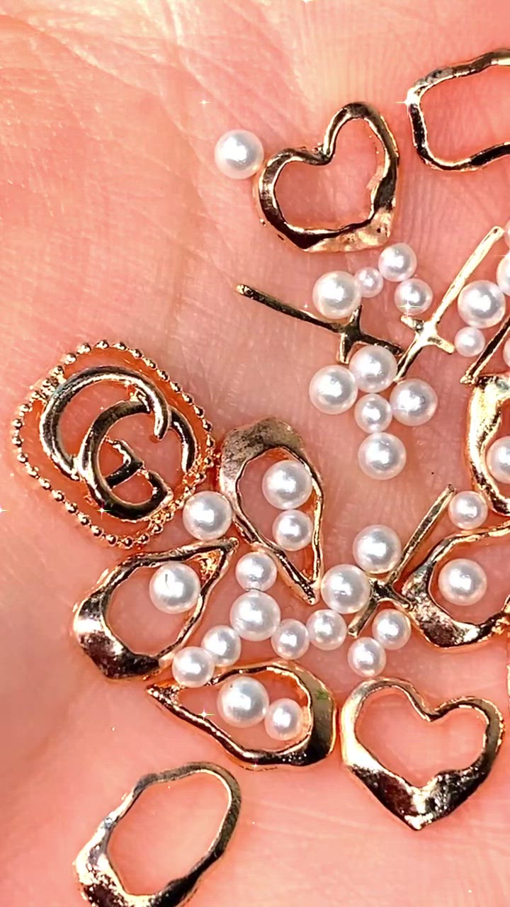 JNBS Nail Charm Metal Pearls Mixed Charms (2 different color styles)
