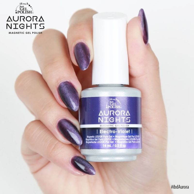 IBD Gel Polish AURORA NIGHTS Magnetic Cat Eye Electro Violet