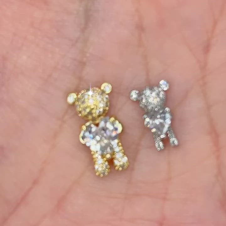 JNBS Nail Charm Crystal Heart Teddy Bear (5pcs)
