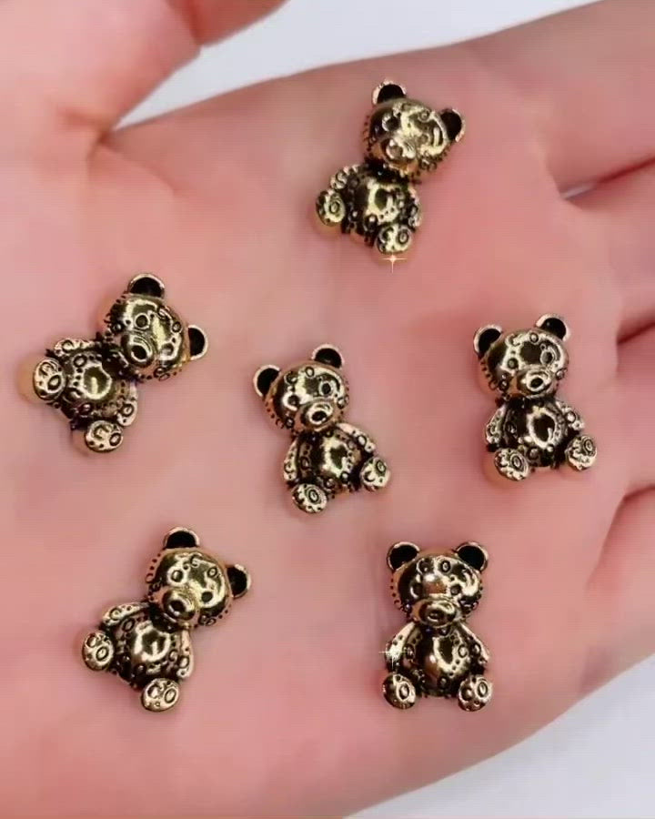 JNBS Nail Charm Metal Teddy Bear (5pcs)