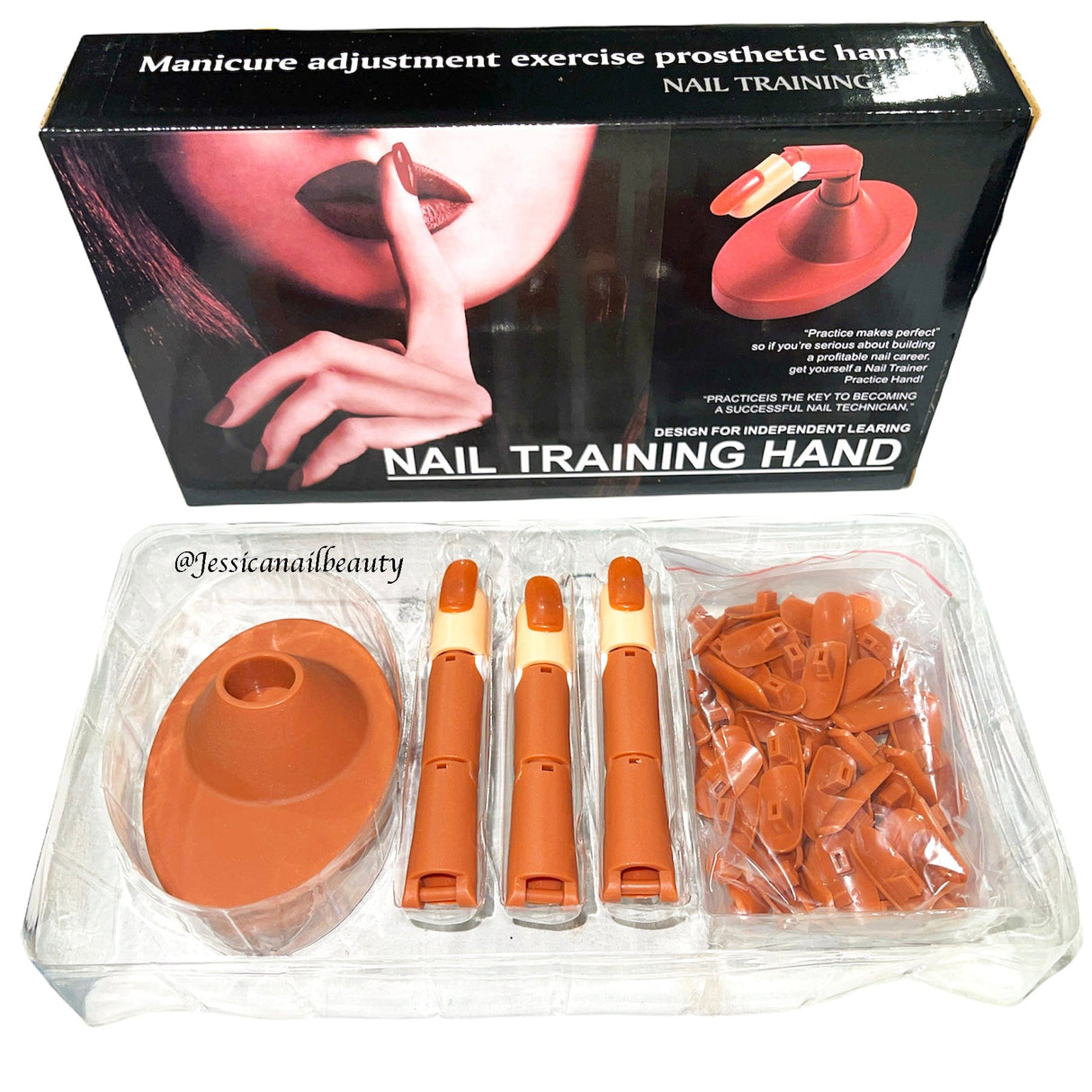 JNBS Nail Trainer Practice Hand for Acrylic (Set of 3 fingers)