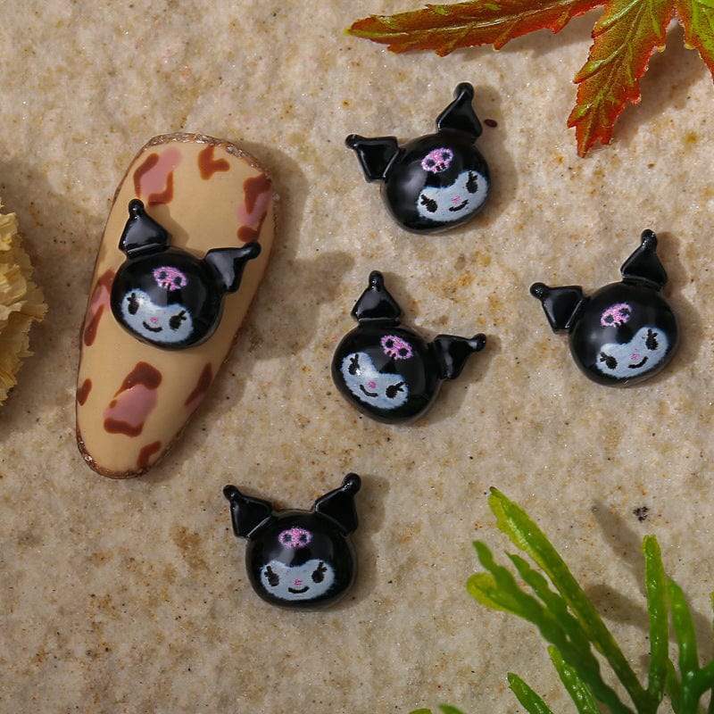 JNBS Nail Charm Kawaii Bad Kitty Black