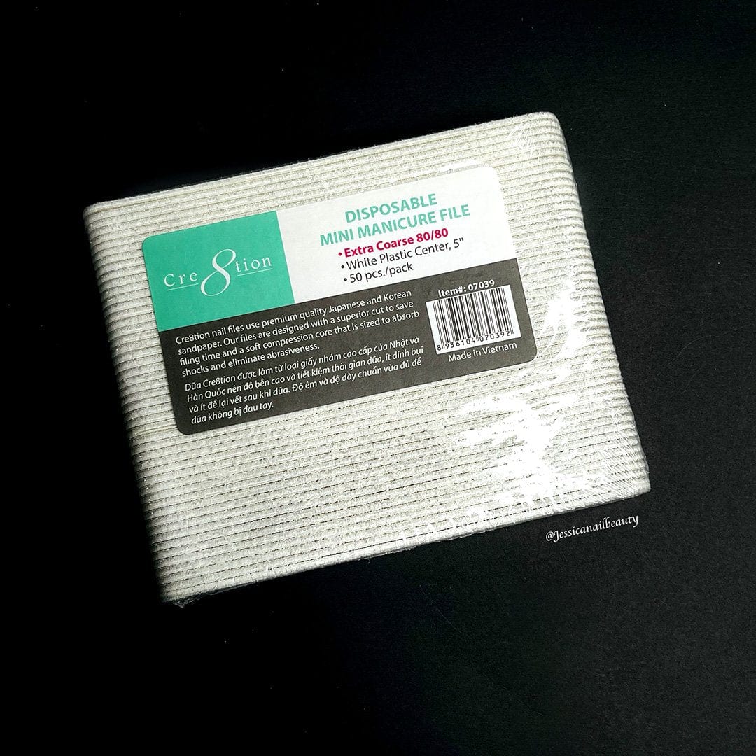 Cre8tion - Disposable Mini Nail File - Regular (Oval) #WHITE (80/80) #07037 - Jessica Nail & Beauty Supply - Canada Nail Beauty Supply - Nail File