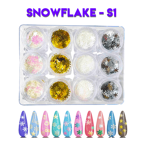 Glitter - Holographic Snowflakes #01 (Set of 12 jars) - Jessica Nail & Beauty Supply - Canada Nail Beauty Supply - Glitter