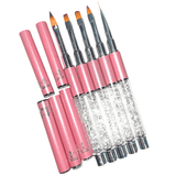 JNBS Nail Brush Set - Pink Nail Art Brush With Lid (5pcs)