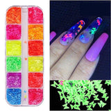 JNBS Glitter Neon Glow in the dark Butterfly (Set of 12 Grids)