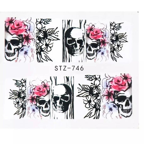 JNBS Nail Sticker Waterslide Decals Halloween Skull (6 Styles)