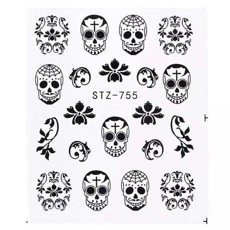 JNBS Nail Sticker Waterslide Decals Halloween Skull (6 Styles)